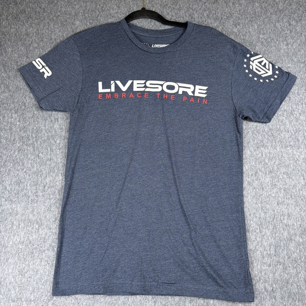 Livesore Shirt Mens S Embrace The Pain Navy Blue Gym Workout
